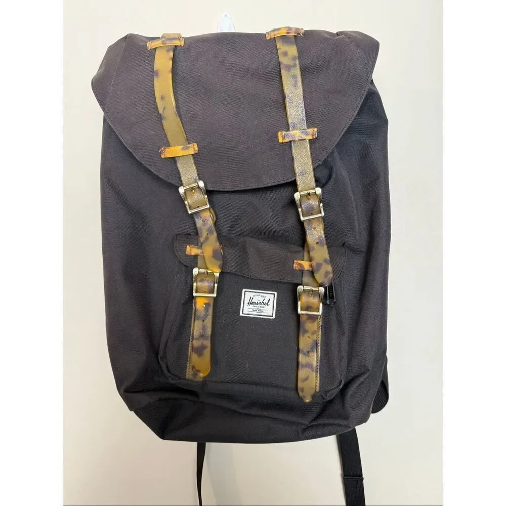 Herschel Supply Co Retreat Backpack Black Tortoise Strap Classic Travel School B